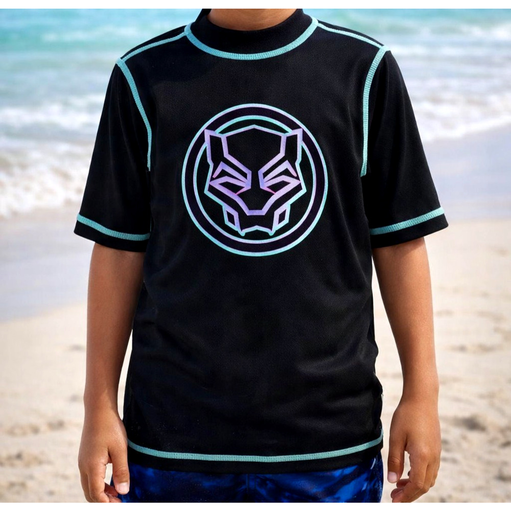 Marvel Black Panther Swims Shirt Boys Toddler XS UPF +50 UV Lightweight Stretch
